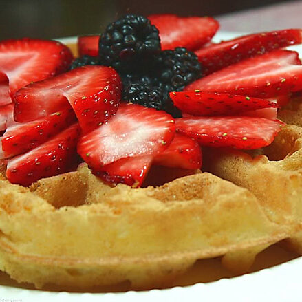 Belgian waffle with berries